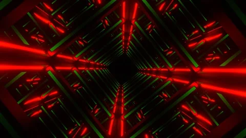 Red and Green Movement Through Neon Frame Background VJ Loop in 4K Stock Footage 318345278