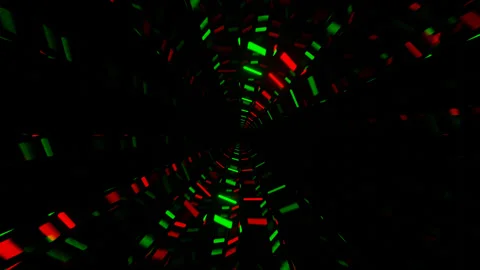 Red and Green Neon Circles Mirror Tunnel Background VJ Loop in 4K Stock Footage 310957341