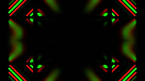 Red and Green Neon Light Elements Kaleidoscope Background VJ Loop in 4K Stock Footage 335017932
