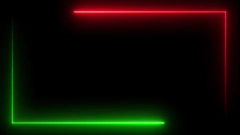 Red and Green Neon Rectangle Frame on Black Background Stock Footage 318634128