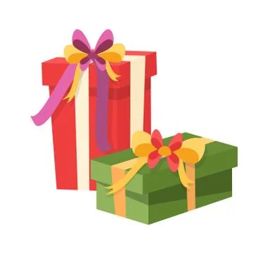Red and Green Packages Boxes, Decorated by Tape Stockillustratie