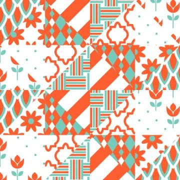 Red and green patchwork pattern Stock Illustration