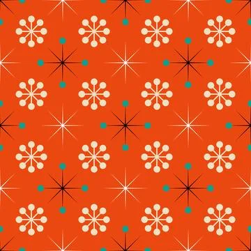 A red and green patterned background with snowflakes on it Stock Illustration