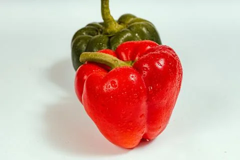 Red and green pepper isolated on white background Stock Photos