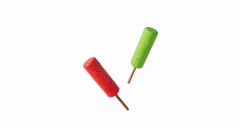 Red and Green Popsicles Isolated on White Background Stock Illustration
