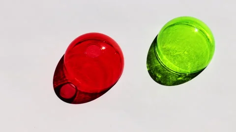 Red and Green Prismatic Light and Colorful Transparency 3D Objects Stock Footage 305009753