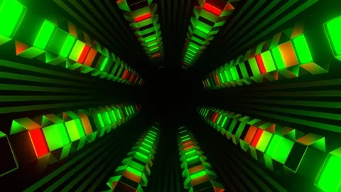Red and Green Strobe Tunnel with Reverse Rotation Background VJ Loop in 4K Stock Footage 270957656