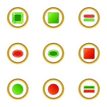 Red and green switch icons set, cartoon style イラスト素材