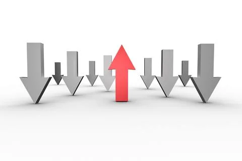 Red and grey arrows pointing up and down Illustrazione stock