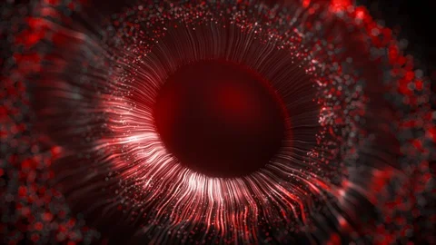 Red and grey colored lines after a flash scatter out of a bright white circle Stock Footage 127727520