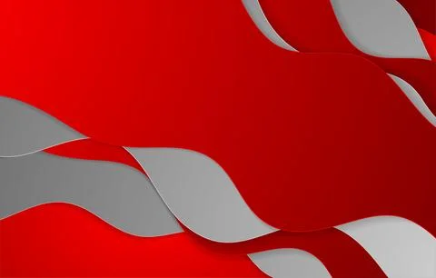 Red and grey paper waves abstract corporate background Stock Illustration
