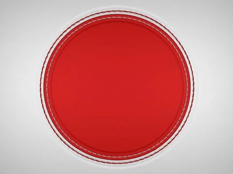 Red and grey stitched circle shape on leather Stock Illustration