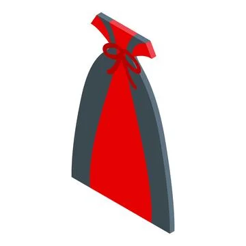 Red and grey vampire cape tied with a ribbon bow isometric illustration Stock Illustration