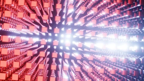 Red and Light Blue Abstract Cube Volume Background VJ Loop with Rotation in Stock Footage 246929794