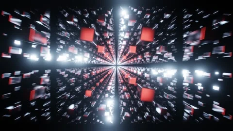 Red and Light Blue Abstract Cubic Dimension Background VJ Loop in 4K Stock Footage 246996711