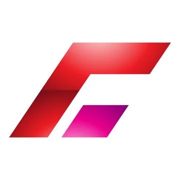 Red and Magenta Glossy Rectangular Italic Letter C Icon Stock Illustration