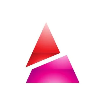 Red and Magenta Glossy Split Triangle Shaped Letter A Icon Illustrazione stock