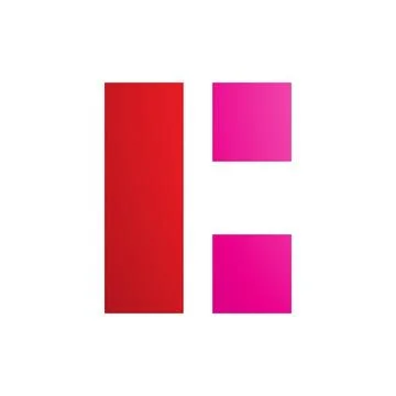 Red and Magenta Rectangular Letter C Icon Stock Illustration