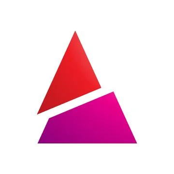 Red and Magenta Split Triangle Shaped Letter A Icon Stock Illustration