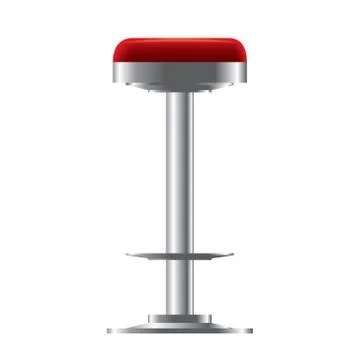 Red and metallic bar stool vector illustration. High Bar chair for Bar interior Illustrazione stock