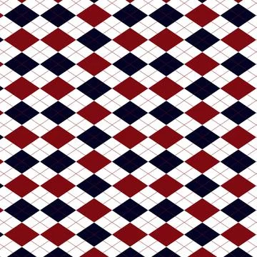 Red and Navy Argyle Diamond Seamless Pattern on white Background Stock Illustration