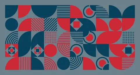 Red and Navy Geometric Abstract Pattern Stock Illustration
