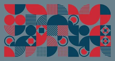 Red and Navy Geometric Abstract Pattern Stock Illustration