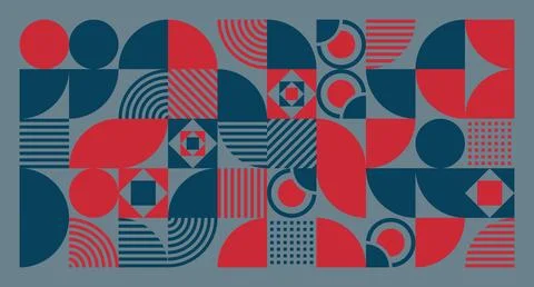Red and Navy Geometric Abstract Pattern Stock Illustration