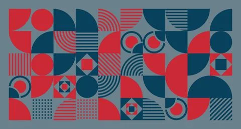 Red and Navy Geometric Abstract Pattern Stock Illustration