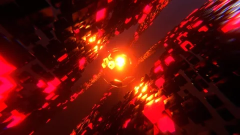 Red and Orange Abstract Cubes Sci-Fi Background VJ Loop l 4K Stock Footage 294913566