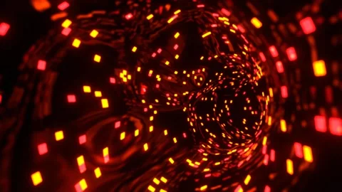 Red and Orange Abstract Liquid Tunnel with Neon Lights Background VJ Loop in Stock Footage 314370687