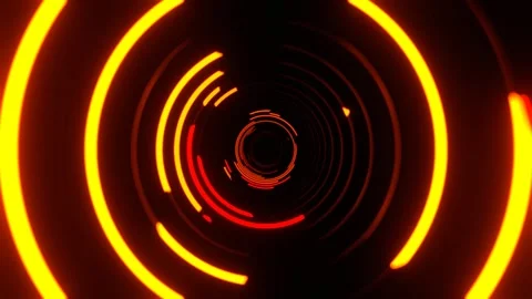 Red and Orange Abstract Neon Vortex in Infinite Fantasy Tunnel Background VJ Stock-Footage 334717908