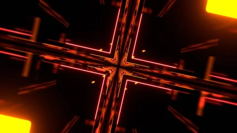 Red and Orange Abstract Square Neon Tunnel Background VJ Loop 4K Stock Footage 294908936