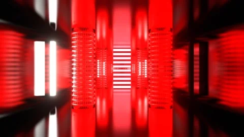 Red and Orange Alien Strobe Corridor with Vertical Portal Background VJ Loop Stock Footage 304493833