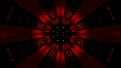 Red and Orange Alien Tunnel with Neon Elements and Microchips Background VJ  Video stock 341670654