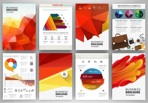 Red and orange backgrounds abstract concept infographics and icons Stock Illustration