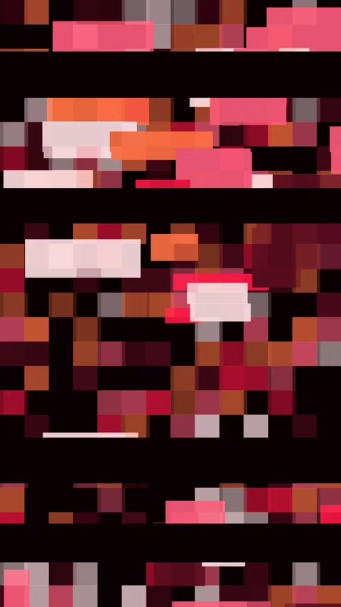 Red and orange on black giant pixel block shuffle animation, vertical 9:16 Stock Footage 346236950