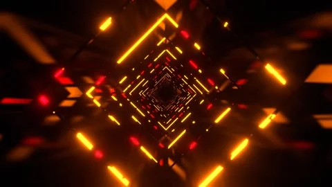 Red and Orange Bright Infinity Neon Abstract Corridor Background VJ Loop l 4 Stock Footage 297470652