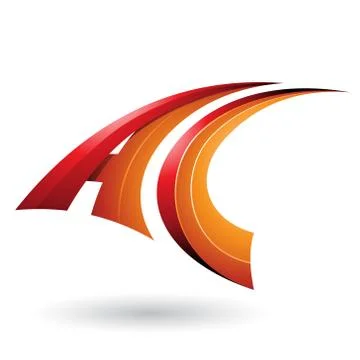 Red and Orange Dynamic Flying Letter A and C Vector Illustration イラスト素材