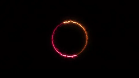 Red and Orange Electric Ring Loop on Black Background Stock Footage 319559941