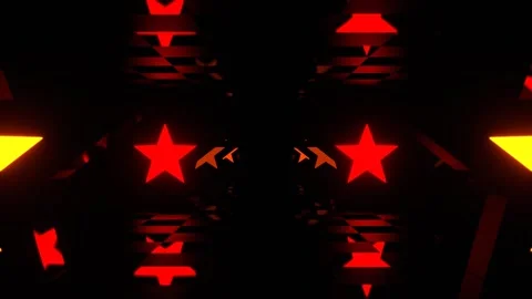 Red and Orange Endless Corridor of Neon Stars Background VJ Loop in 4K Stock Footage 314363975
