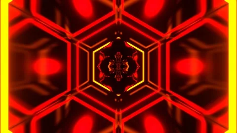 Red and Orange Extraterrestrial Psychedelic Neon Corridor Background VJ Loop Stock Footage 314365533