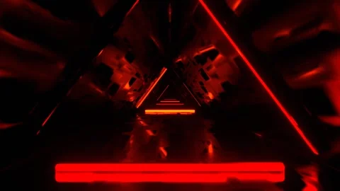 Red and Orange Flashing Triangular Neon Corridor Background VJ Loop in 4K Stock Footage 314363834