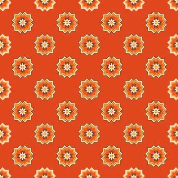 A red and orange floral patterned fabric Stock Illustration