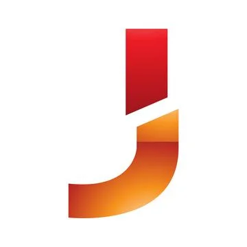 Red and Orange Glossy Split Shaped Letter J Icon Illustrazione stock