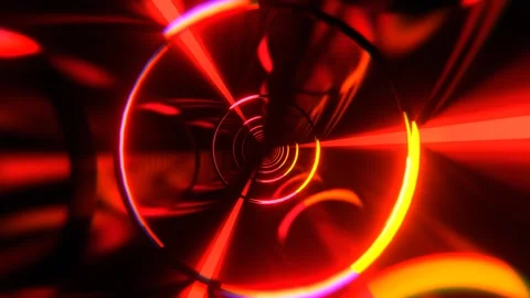 Red and Orange Infinite Corridor of Wandering Ring Energy Background VJ Loop Stock Footage 301620928