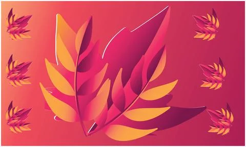 Red and orange leaf on abstract background Stock Illustration