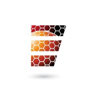 Red and Orange Letter E with Honeycomb Pattern Vector Illustration Stock Illustration