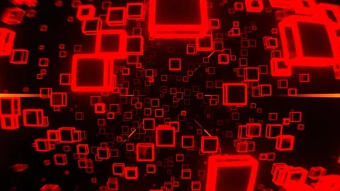 Red and Orange Movement in the Flow of Neon Cubes Background VJ Loop in 4K Stock Footage 312803749