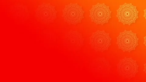 Red and Orange Navratri Background Loop with Golden Traditional Mandala Patt Stock Footage 344530053